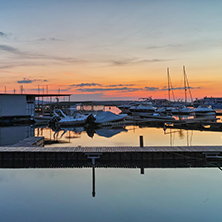 Red Sunset at the port of Sozopol, Burgas Region, Bulgaria