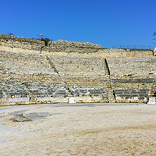 Ruins of Ancient Theater in the archeological area of Philippi, Eastern Macedonia and Thrace, Greece