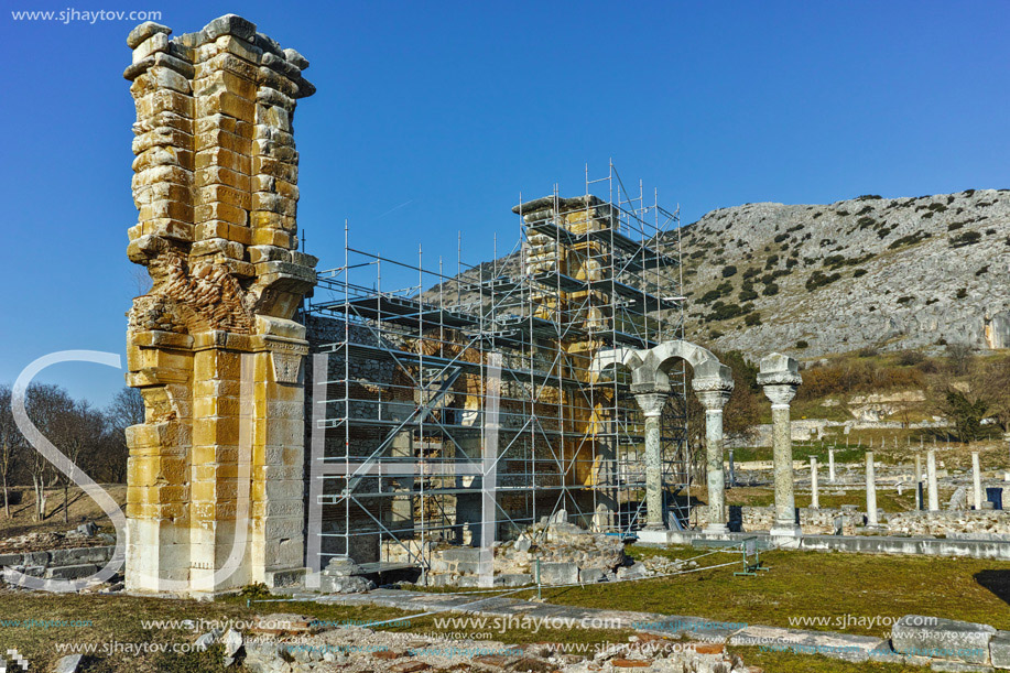 Basilica in the archeological area of ancient Philippi, Eastern Macedonia and Thrace, Greece
