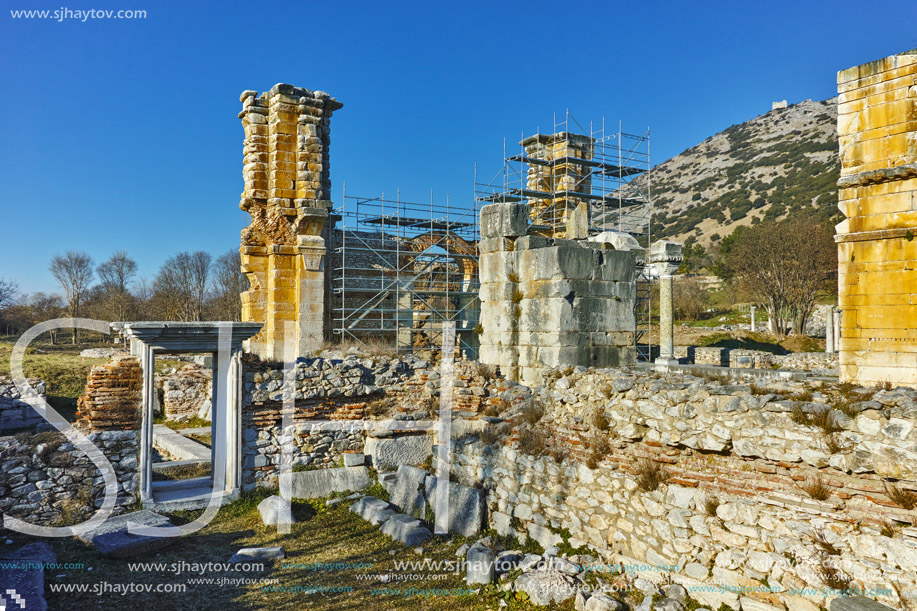 Basilica in the archeological area of ancient Philippi, Eastern Macedonia and Thrace, Greece