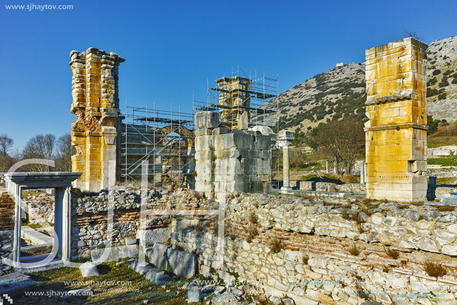 Basilica in the archeological area of ancient Philippi, Eastern Macedonia and Thrace, Greece