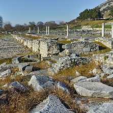 Columns in the archeological area of ancient Philippi, Eastern Macedonia and Thrace, Greece
