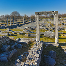 Ruins of entrance in the archeological area of ancient Philippi, Eastern Macedonia and Thrace, Greece
