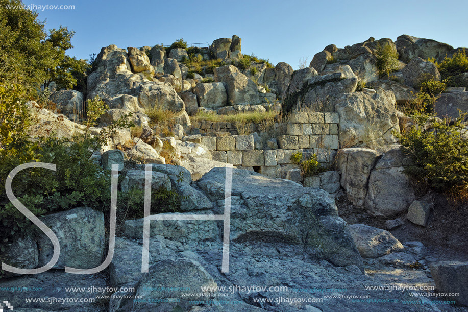 Panoramic view of Ruins of The ancient Thracian city of Perperikon, Kardzhali Region, Bulgaria