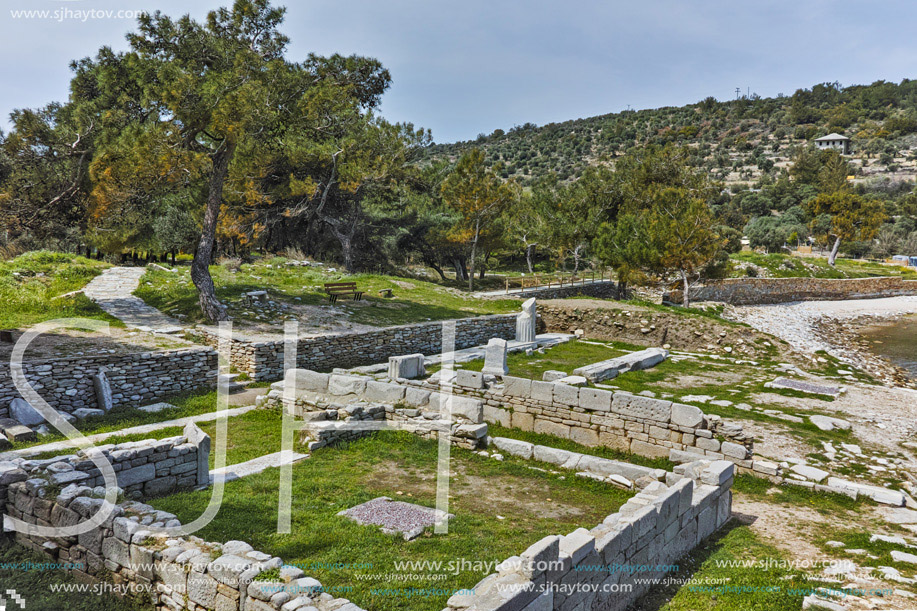 Panoramic view of Archaeological site of Aliki, Thassos island,  East Macedonia and Thrace, Greece
