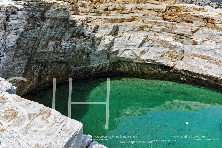 Panoramic view to Giola Natural Pool in Thassos island, East Macedonia and Thrace, Greece