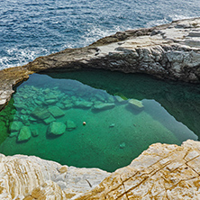Clean waters of Giola Natural Pool in Thassos island, East Macedonia and Thrace, Greece