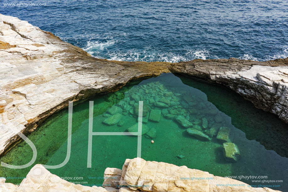 Amazing view of Giola Natural Pool in Thassos island, East Macedonia and Thrace, Greece