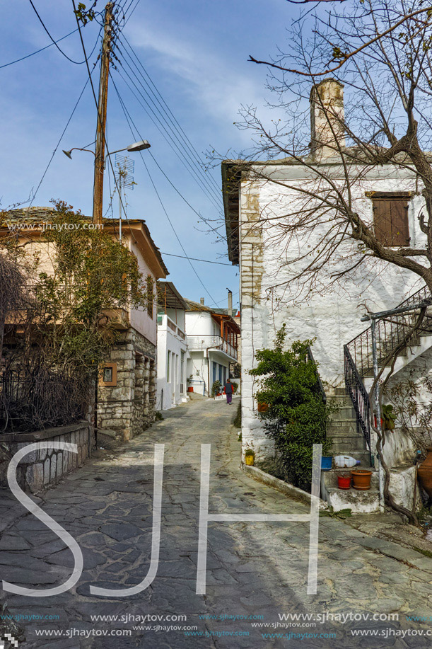 Street in village of Theologos,Thassos island, East Macedonia and Thrace, Greece
