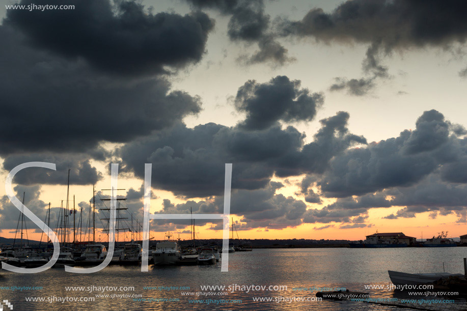 Sunset on port of Sozopol, Burgas Region, Bulgaria