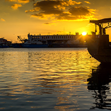 Sunset seascape on the port of Sozopol, Burgas Region, Bulgaria