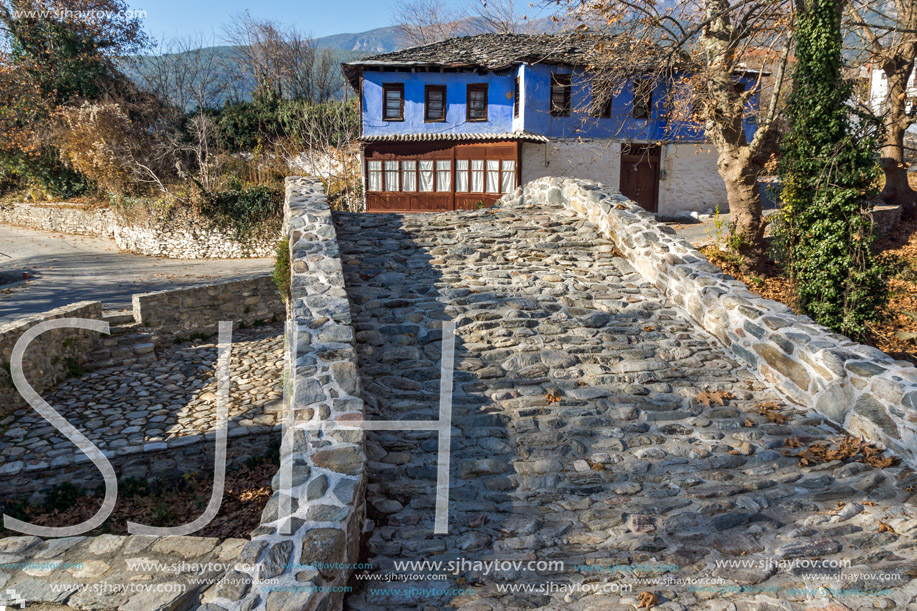 Stone bridge over small river in Moushteni near Kavala, East Macedonia and Thrace, Greece