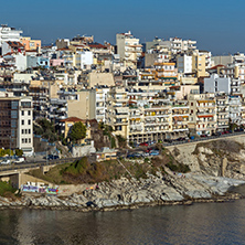 Panoramic view to city of Kavala, East Macedonia and Thrace, Greece