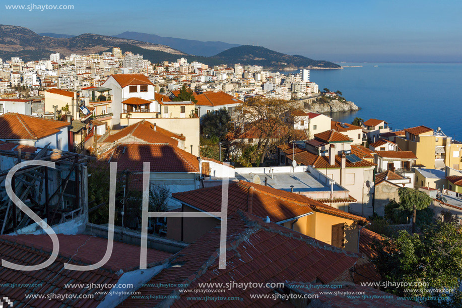 Panorama of old town of Kavala, East Macedonia and Thrace, Greece