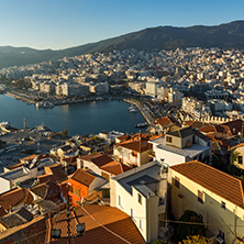Panorama to old town and port of Kavala, East Macedonia and Thrace, Greece