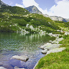 Landscape of Muratov peak and river in Pirin Mountain, Bulgaria