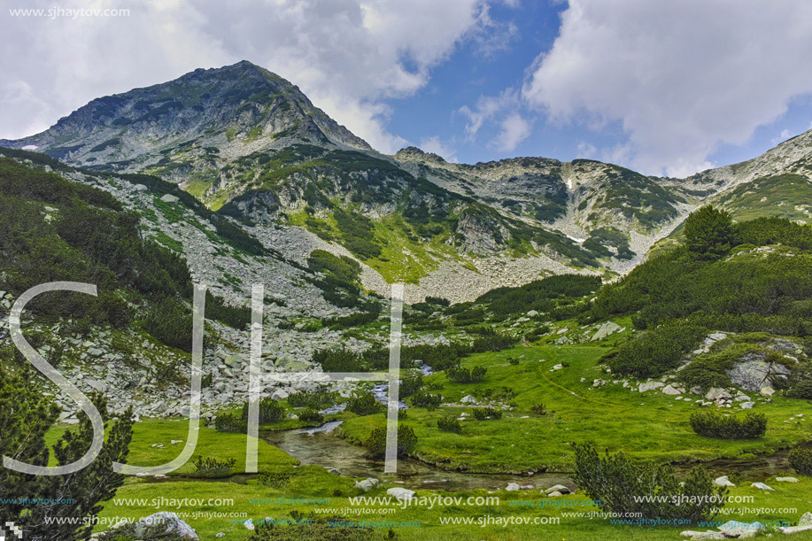 Mountain river and Muratov peak, Pirin Mountain, Bulgaria