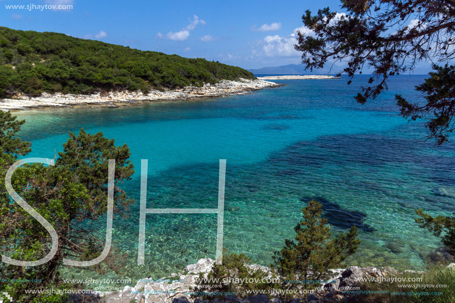 amazing view of Emblisi Fiskardo Beach, Kefalonia, Ionian islands, Greece