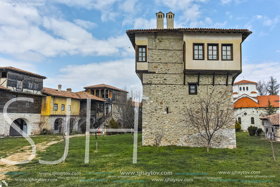 Panorama of Arapovo Monastery of Saint Nedelya and Tower of Angel Voivode, Plovdiv Region,  Bulgaria