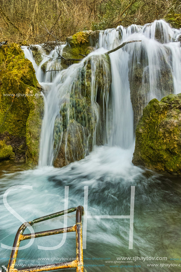 Amazing view of Bachkovo waterfalls cascade in Rhodopes Mountain, Plovdiv region, Bulgaria