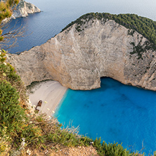 Blue waters of Navagio Shipwreck beach, Zakynthos, Greece