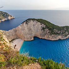 Panoramic view of Navagio Shipwreck beach, Zakynthos, Greece
