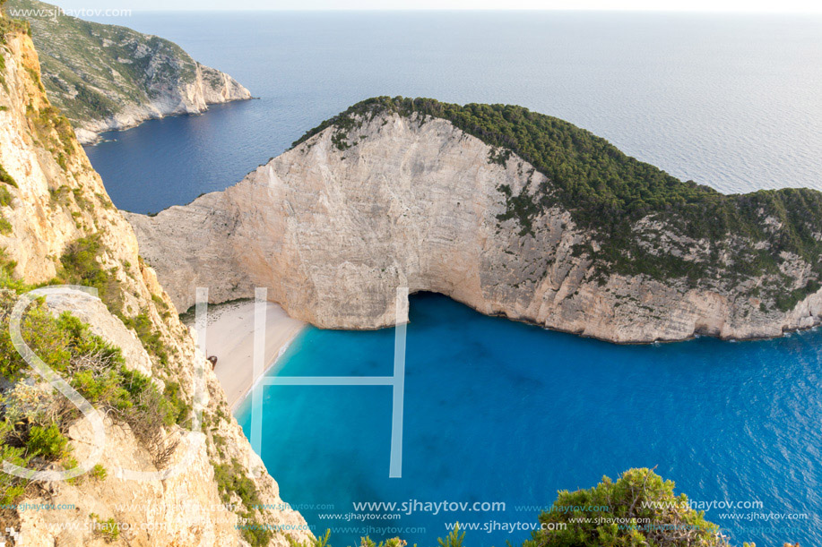 Clear waters of Navagio Shipwreck beach, Zakynthos, Greece