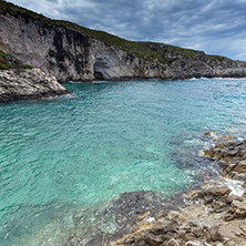 Panoramic view of Limnionas beach bay at Zakynthos island, Greece