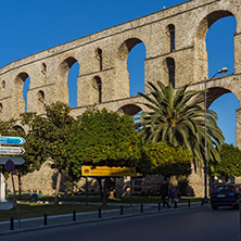 Ruins of medieval aqueduct in Kavala, East Macedonia and Thrace, Greece