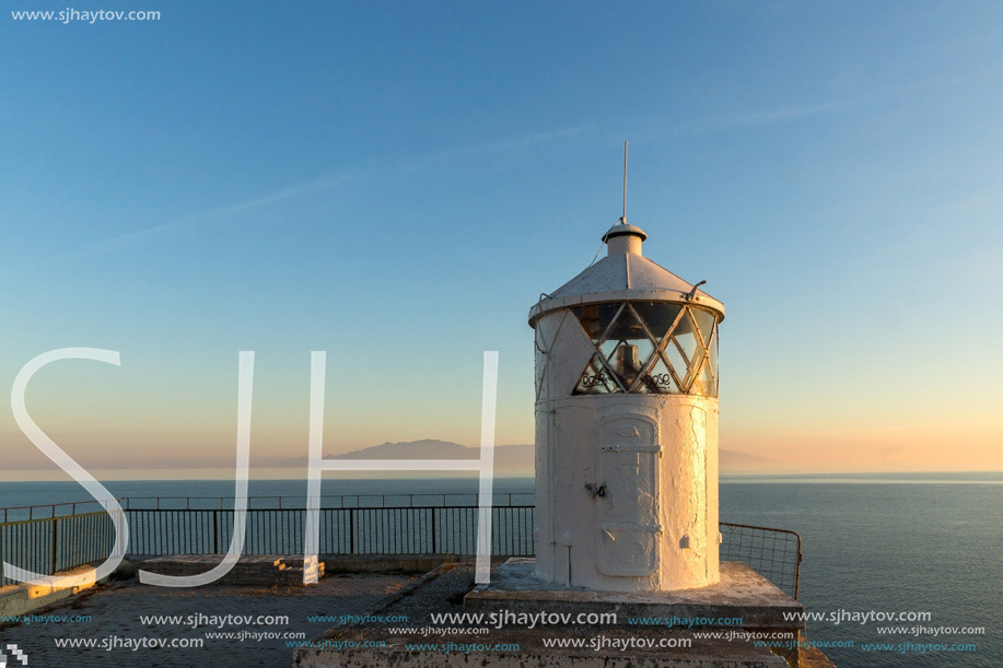 Sunset over Lighthouse in Kavala, East Macedonia and Thrace, Greece