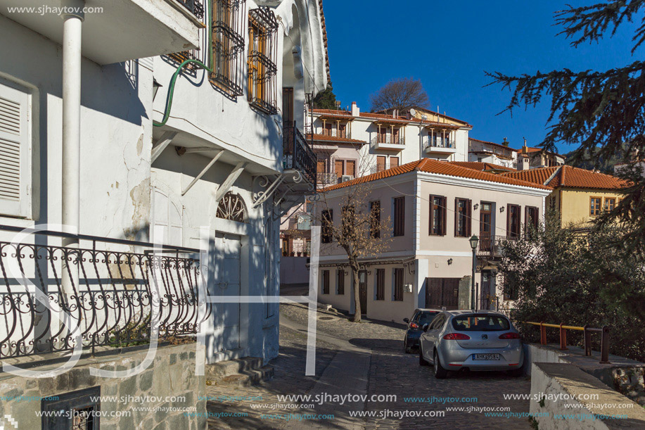 Typical street and old house in old town of Xanthi, East Macedonia and Thrace, Greece