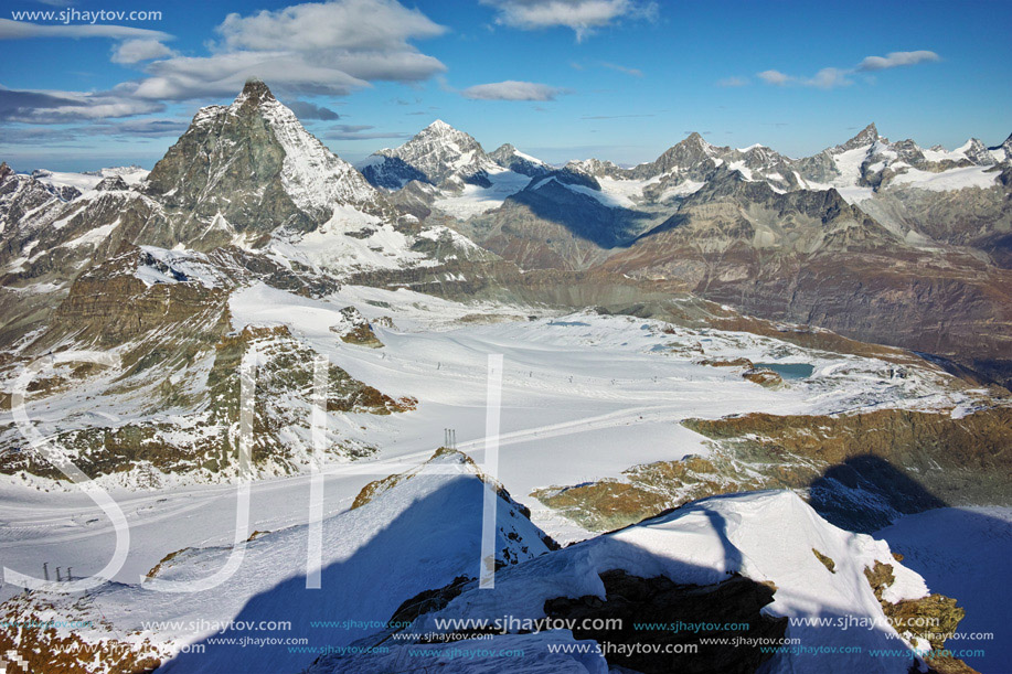 Winter view of mount Matterhorn, Canton of Valais, Alps, Switzerland