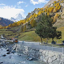 autumn panorama of Mount Matterhorn, Canton of Valais, Switzerland