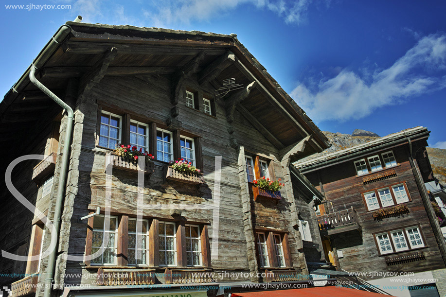 Traditional Wooden house in Zermatt Resort, Canton of Valais, Switzerland