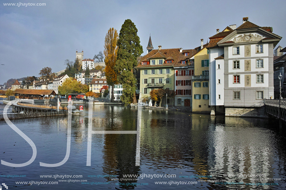 Panoramic view of City of Lucern, Canton of Lucerne, Switzerland