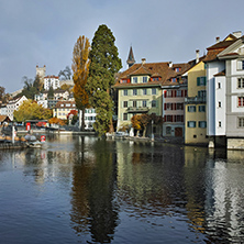 Panoramic view of City of Lucern, Canton of Lucerne, Switzerland