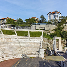 Old town and Ancient Roman theatre in Plovdiv, Bulgaria