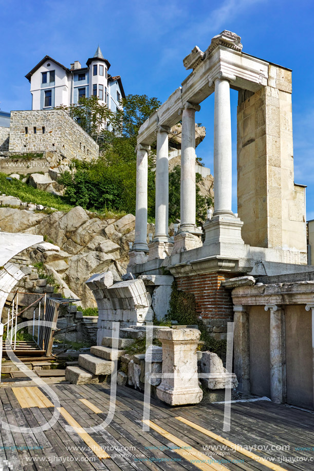 Entrance of Ancient Roman theatre in Plovdiv, Bulgaria