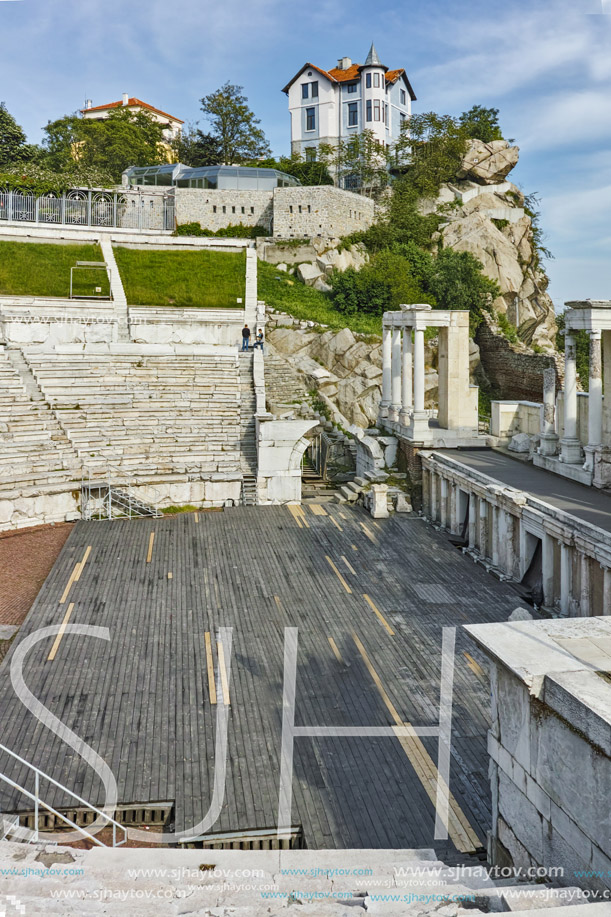 Amazing panorama of Ancient Roman theatre in Plovdiv, Bulgaria