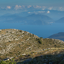 Panoramic view of Amphitheater in Roman Odeon, Patras, Peloponnese, Western Greece