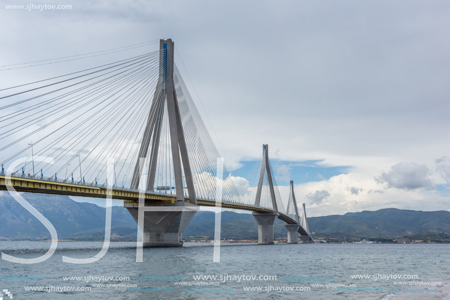 Amazing view of The cable bridge between Rio and Antirrio, Patra, Western Greece