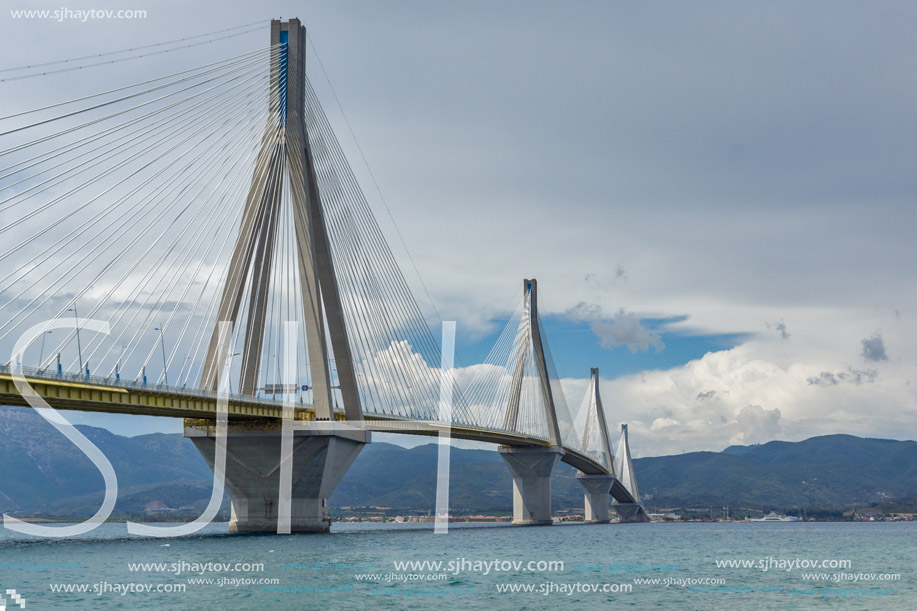 View of The cable bridge between Rio and Antirrio, Patra, Western Greece