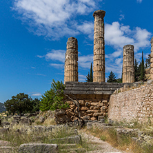 Column in The Temple of Apollo in Ancient Greek archaeological site of Delphi,Central Greece