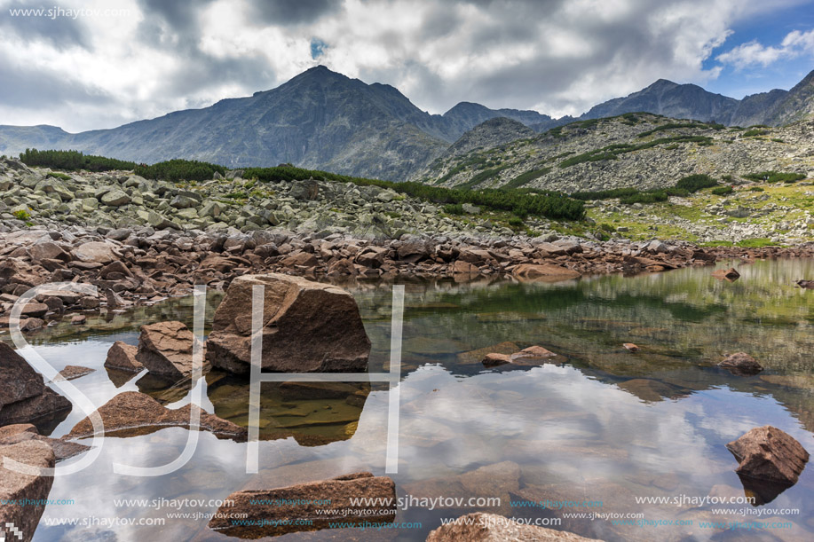 Reflection of Irechek and Musala peak in Musalenski lakes,  Rila mountain, Bulgaria