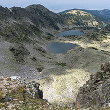 Panoramic view to Musalenski lakes from Musala Peak, Rila mountain, Bulgaria