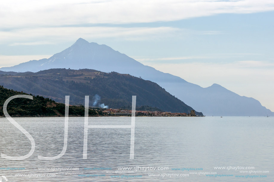 Panoramic view to mount Athos, Self-governed monastic state of Mount Athos, Greece