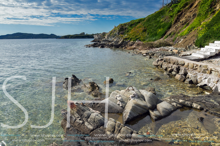 Amazing seascape of Ammouliani island, Athos, Chalkidiki, Central Macedonia, Greece