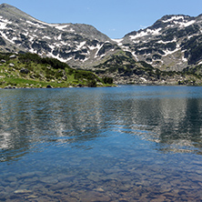 Panoramic view of Demirkapiyski chuki and Dzhano peaks, Popovo lake, Pirin Mountain, Bulgaria
