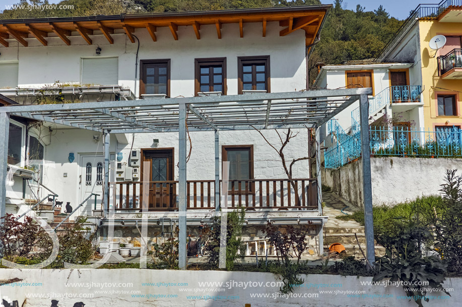 Old houses in village of Panagia, Thassos island,  East Macedonia and Thrace, Greece