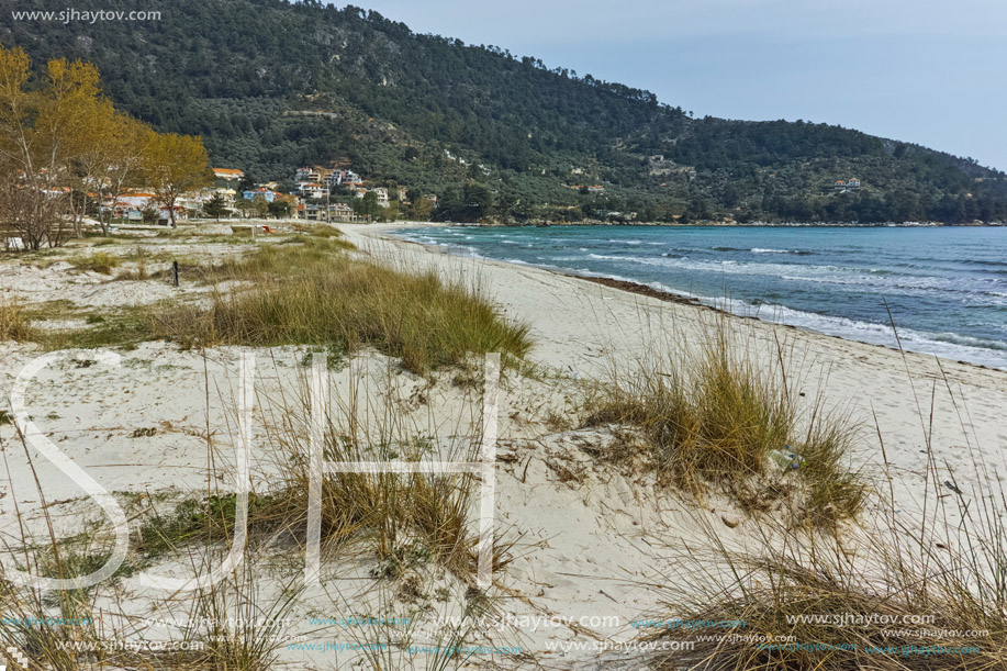 Panorama of Golden beach, Thassos island, East Macedonia and Thrace, Greece